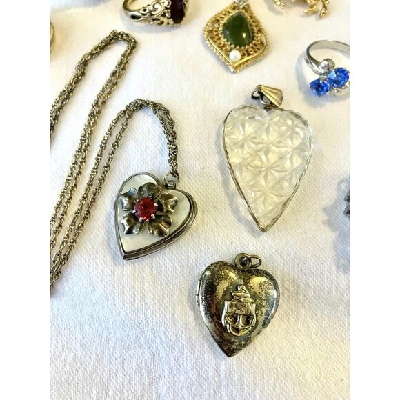 Vtg Jewelry Lot HGE Rings Lockets Cameos Wearable Costume Estate Gold Plated - Picture 5 of 6